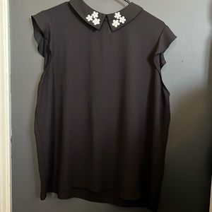 Capped Sleeve Blouse with Collar